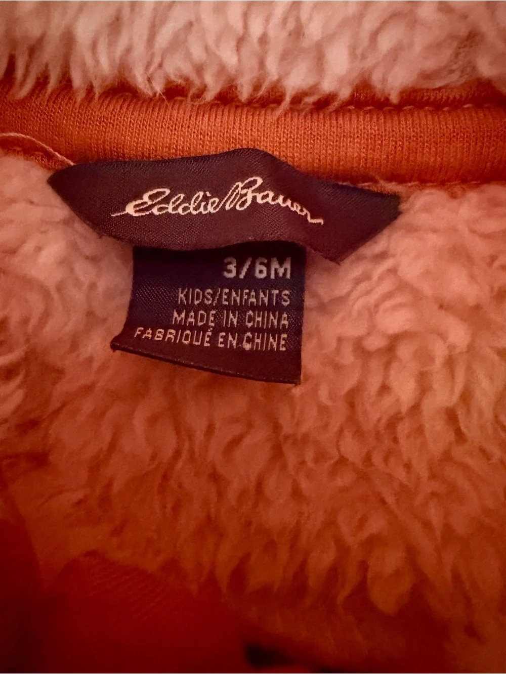 Eddie Bauer Baby Peach & Cream Sherpa Zip-up Hoodie3-6 months